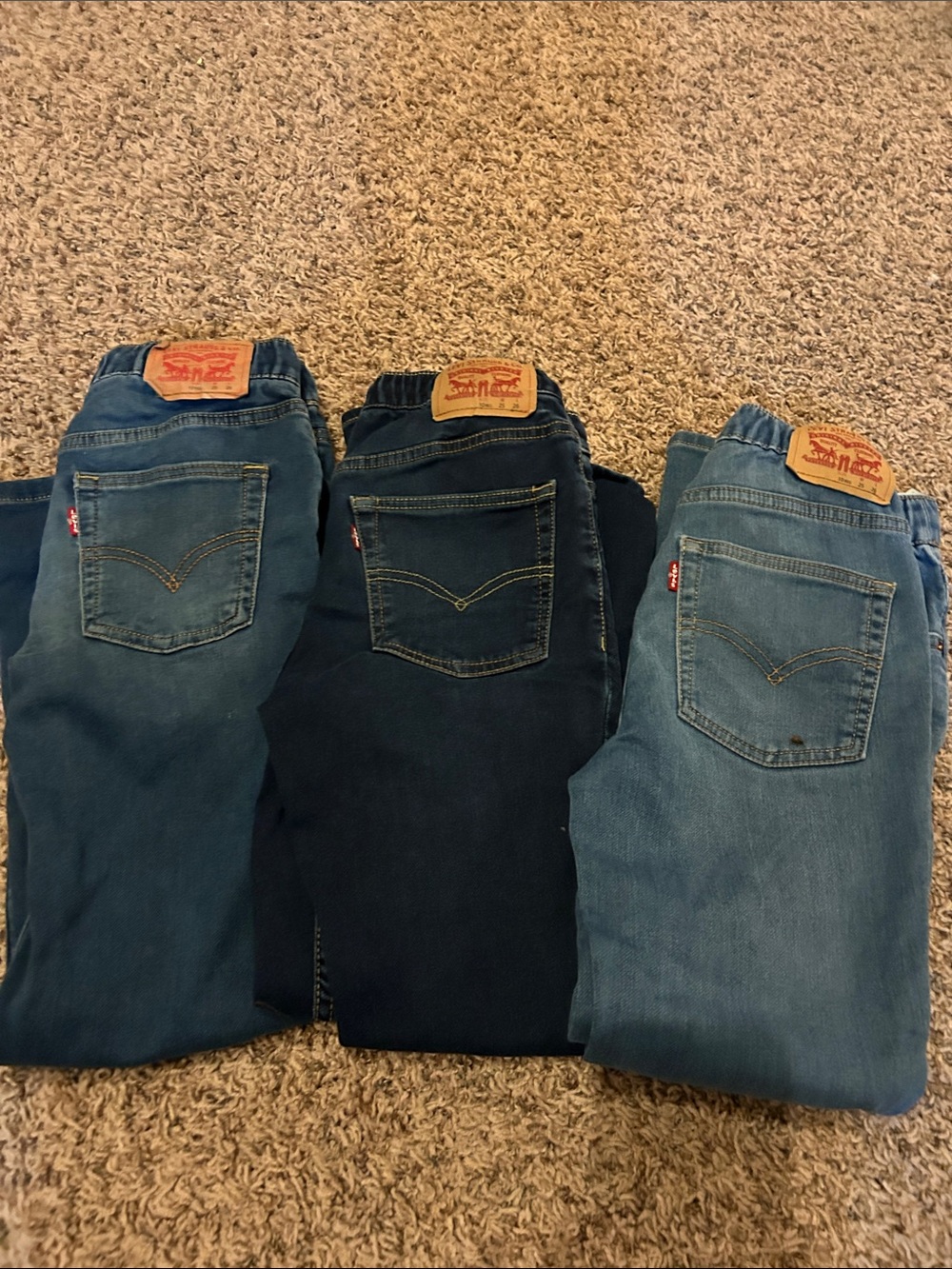 Levi's Kids Jeans Trio - Light Blue, Dark Blue, Medium Blue pull on - Picture 2 of 2